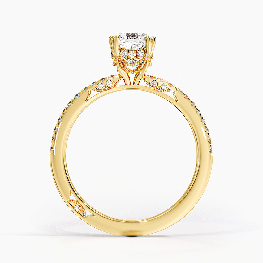Simply Tacori Luxe Drape Diamond Ring Yellow Gold 18k Cushion Engagement Ring