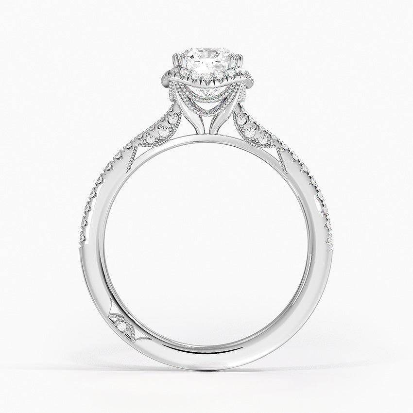Simply Tacori Cathedral Drape Diamond Ring Platinum Cushion Engagement Ring
