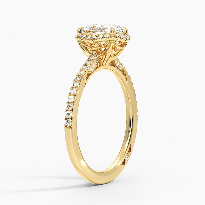 Simply Tacori Cathedral Drape Diamond Ring Yellow Gold 18k Oval Engagement Ring