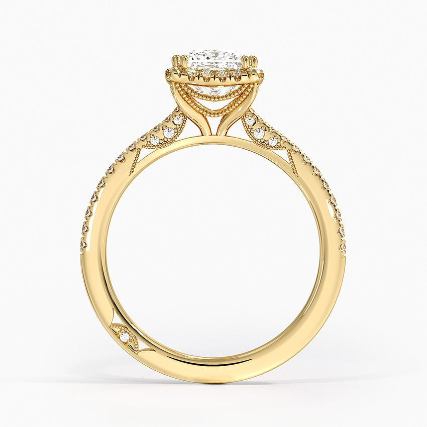 Simply Tacori Cathedral Drape Diamond Ring Yellow Gold 18k Princess Engagement Ring