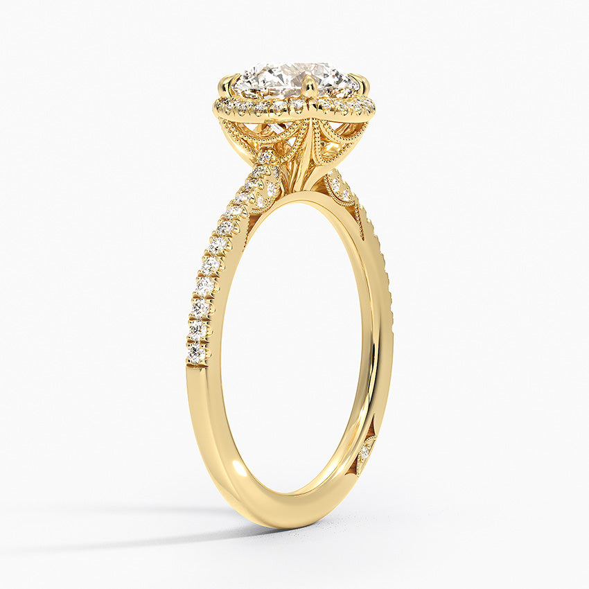 Simply Tacori Cathedral Drape Diamond Ring Yellow Gold 18k Round Engagement Ring