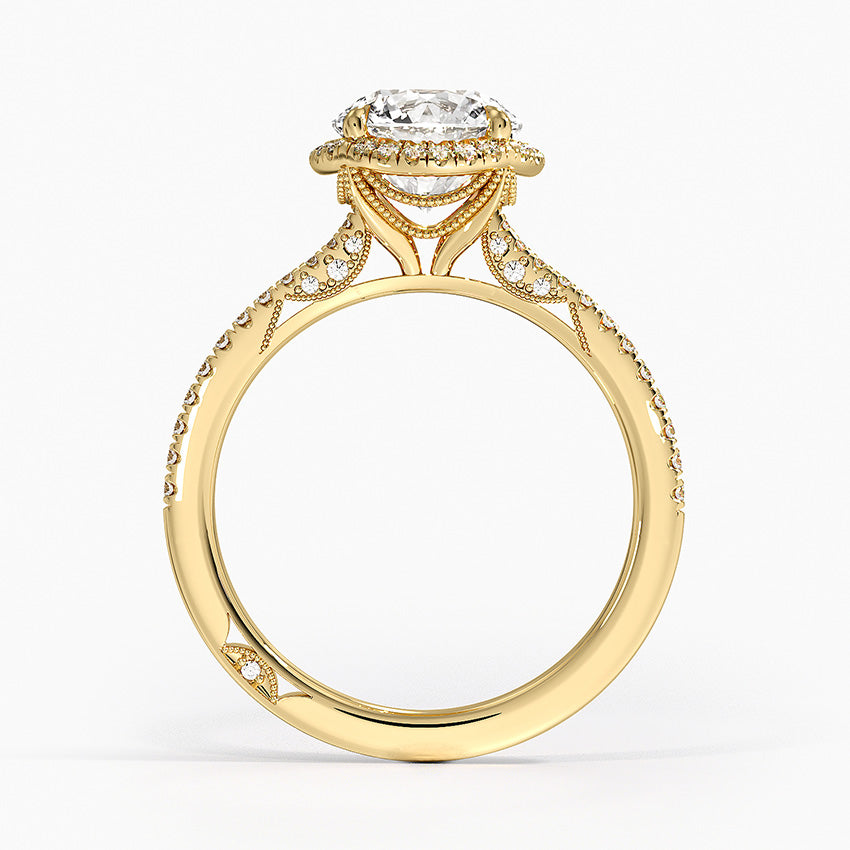 Simply Tacori Cathedral Drape Diamond Ring Yellow Gold 18k Round Engagement Ring