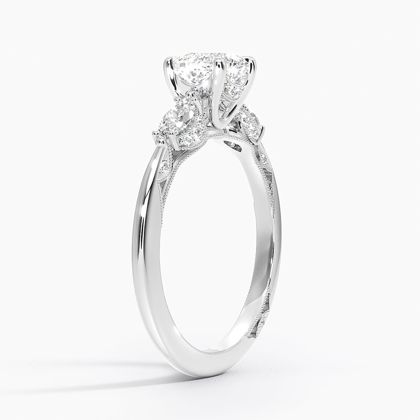 Simply Tacori Three Stone Marquise Diamond Ring Platinum Cushion Engagement Ring