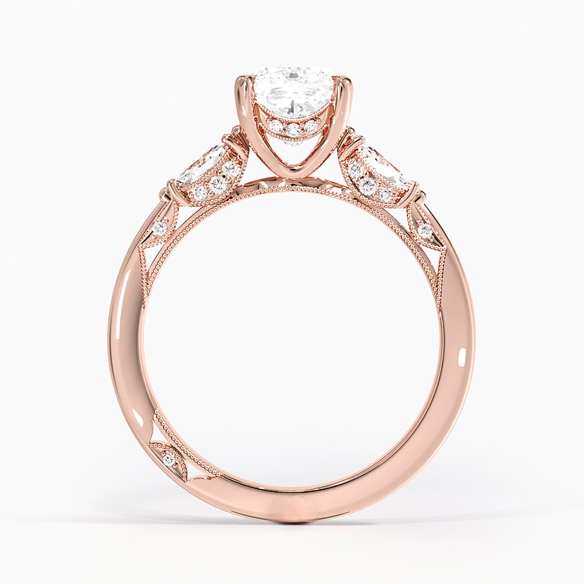 Simply Tacori Three Stone Marquise Diamond Ring Rose Gold 18k Cushion Engagement Ring