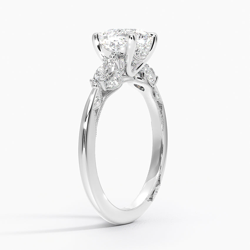 Simply Tacori Three Stone Marquise Diamond Ring Platinum Cushion Engagement Ring