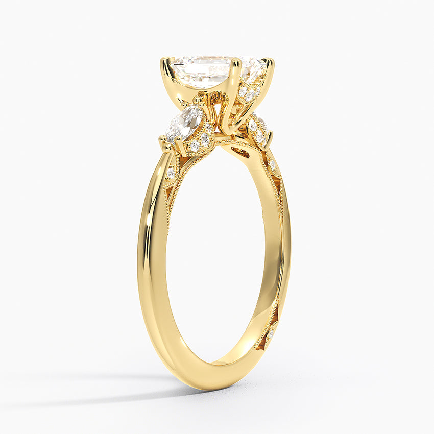Simply Tacori Three Stone Marquise Diamond Ring Yellow Gold 18k Emerald Engagement Ring