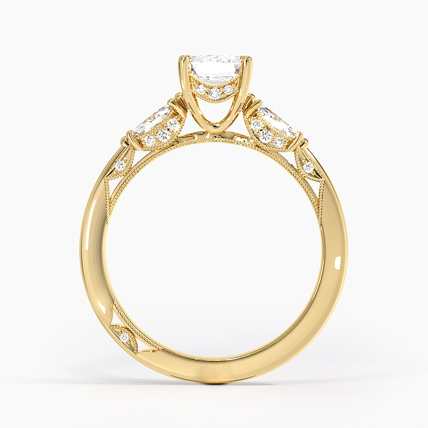 Simply Tacori Three Stone Marquise Diamond Ring Yellow Gold 18k Emerald Engagement Ring