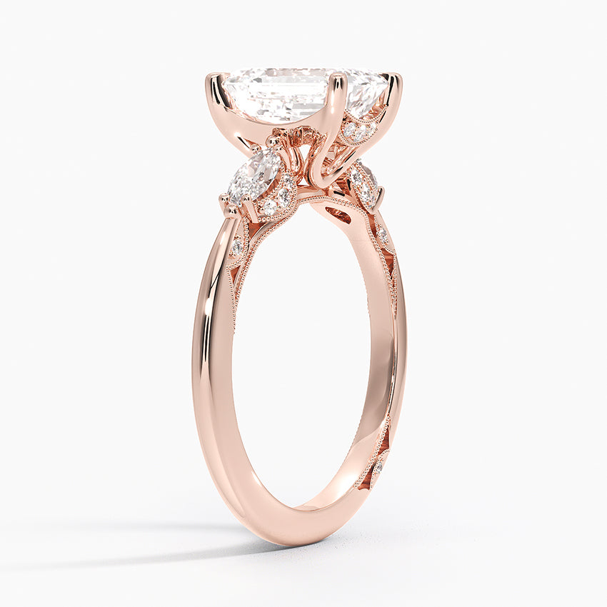 Simply Tacori Three Stone Marquise Diamond Ring Rose Gold 18k Emerald Engagement Ring