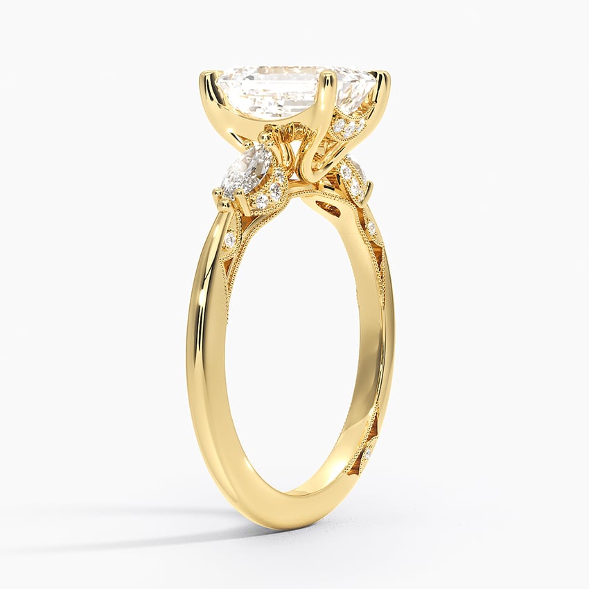 Simply Tacori Three Stone Marquise Diamond Ring Yellow Gold 18k Emerald Engagement Ring