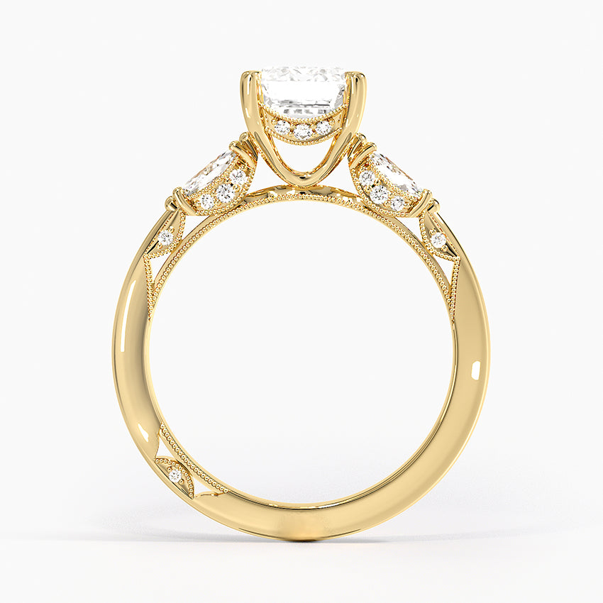 Simply Tacori Three Stone Marquise Diamond Ring Yellow Gold 18k Emerald Engagement Ring