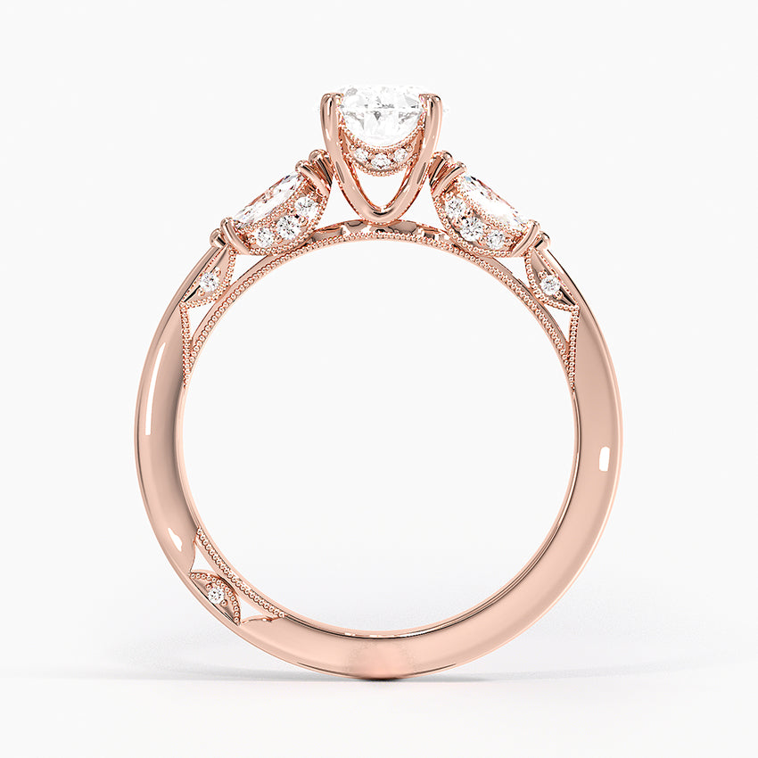 Simply Tacori Three Stone Marquise Diamond Ring Rose Gold 18k Oval Engagement Ring