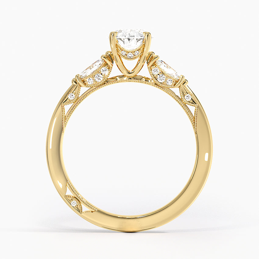 Simply Tacori Three Stone Marquise Diamond Ring Yellow Gold 18k Oval Engagement Ring