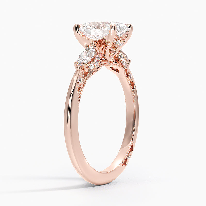 Simply Tacori Three Stone Marquise Diamond Ring Rose Gold 18k Oval Engagement Ring