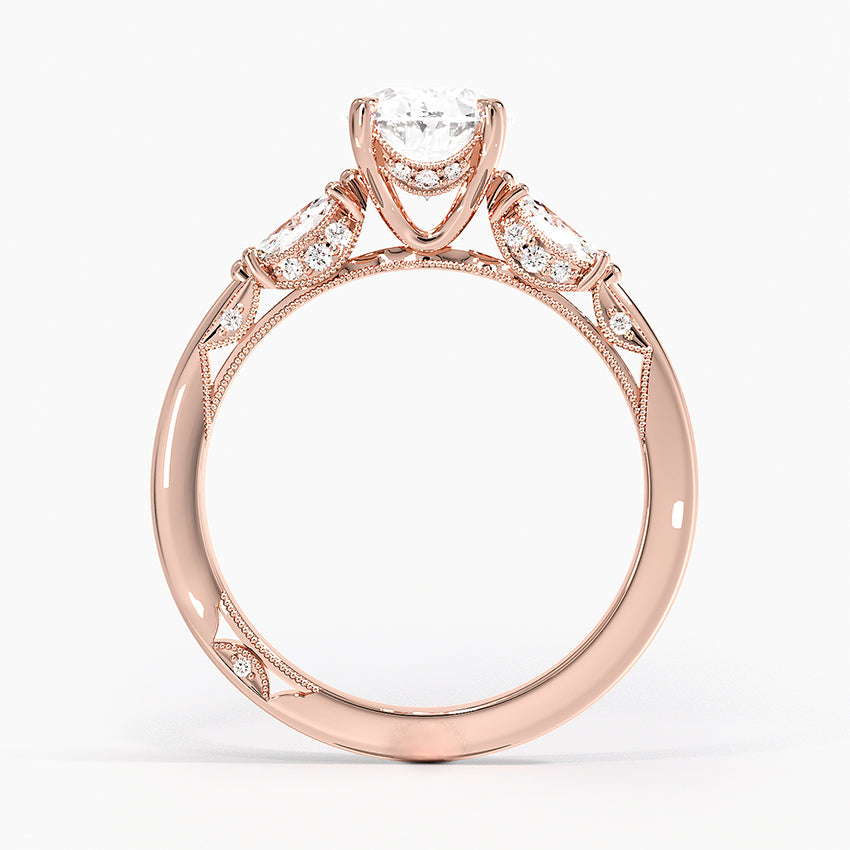 Simply Tacori Three Stone Marquise Diamond Ring Rose Gold 18k Oval Engagement Ring