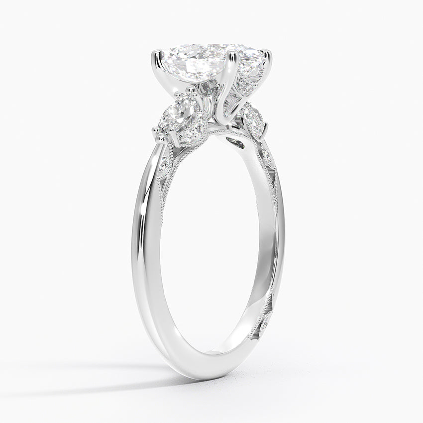 Simply Tacori Three Stone Marquise Diamond Ring Platinum Oval Engagement Ring