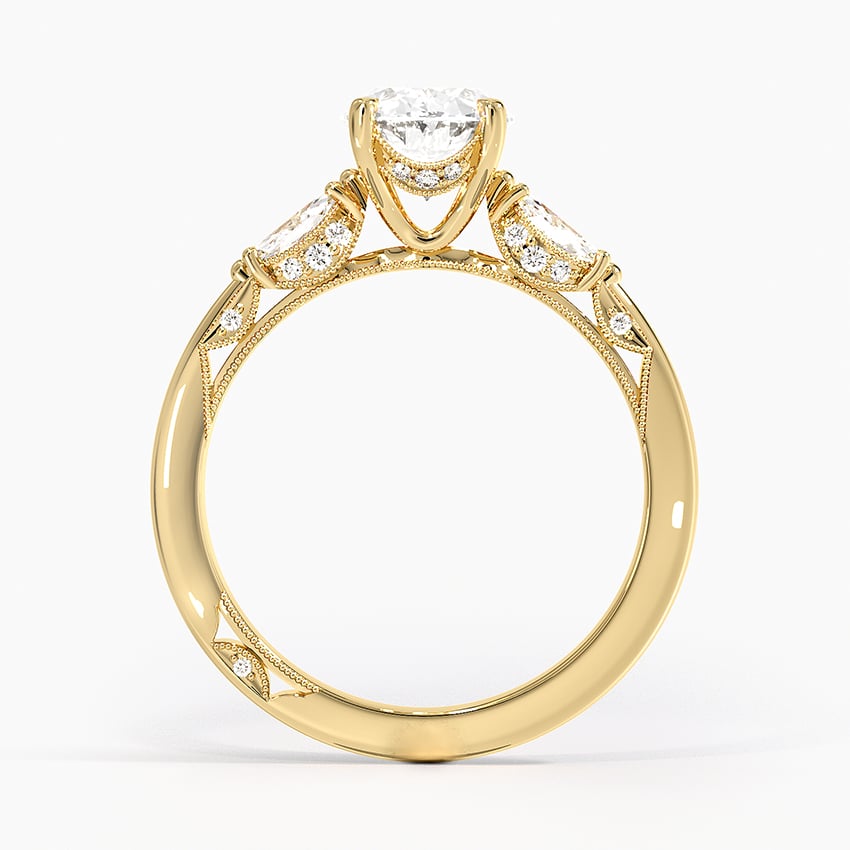 Simply Tacori Three Stone Marquise Diamond Ring Yellow Gold 18k Oval Engagement Ring