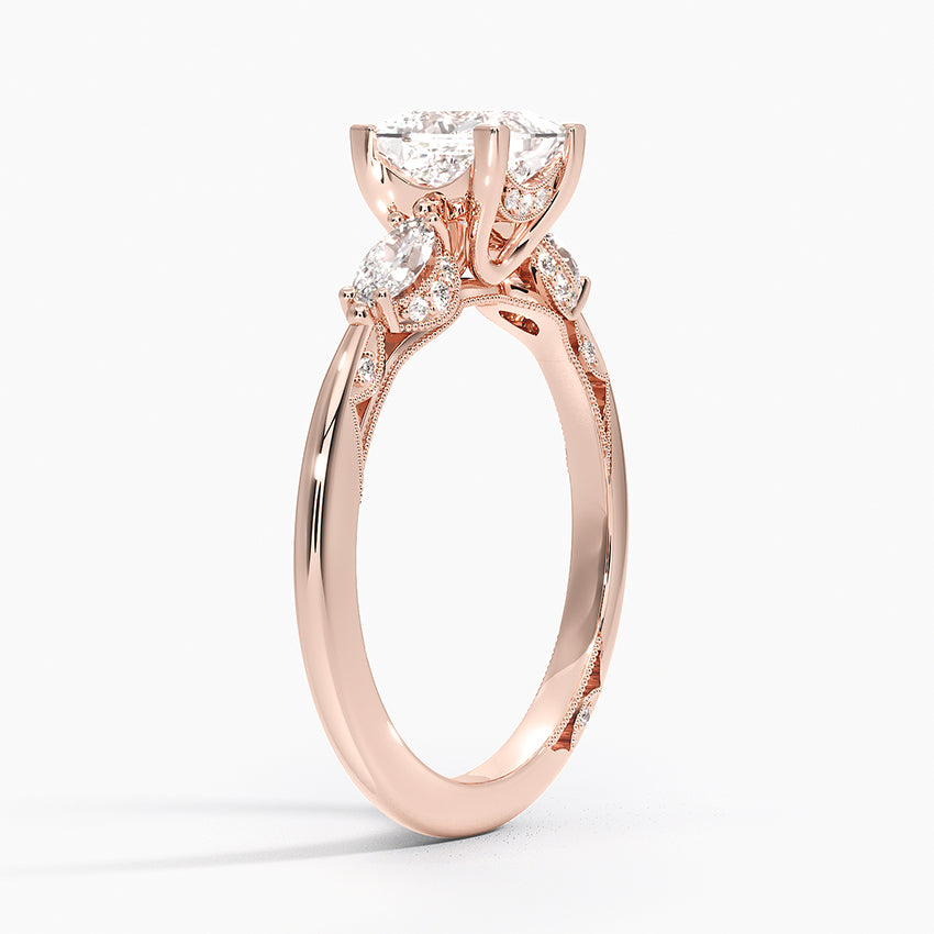 Simply Tacori Three Stone Marquise Diamond Ring Rose Gold 18k Princess Engagement Ring