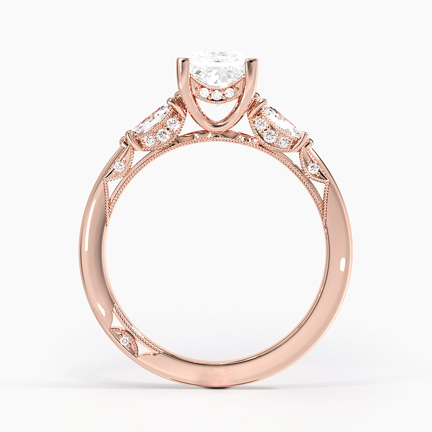 Simply Tacori Three Stone Marquise Diamond Ring Rose Gold 18k Princess Engagement Ring