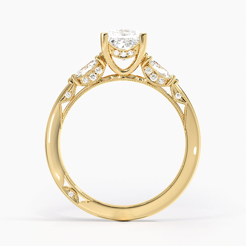 Simply Tacori Three Stone Marquise Diamond Ring Yellow Gold 18k Princess Engagement Ring