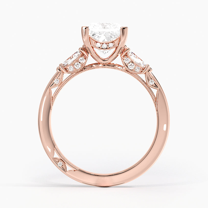 Simply Tacori Three Stone Marquise Diamond Ring Rose Gold 18k Princess Engagement Ring