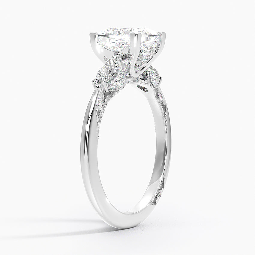 Simply Tacori Three Stone Marquise Diamond Ring Platinum Princess Engagement Ring