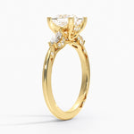 Simply Tacori Three Stone Marquise Diamond Ring Yellow Gold 18k Princess Engagement Ring
