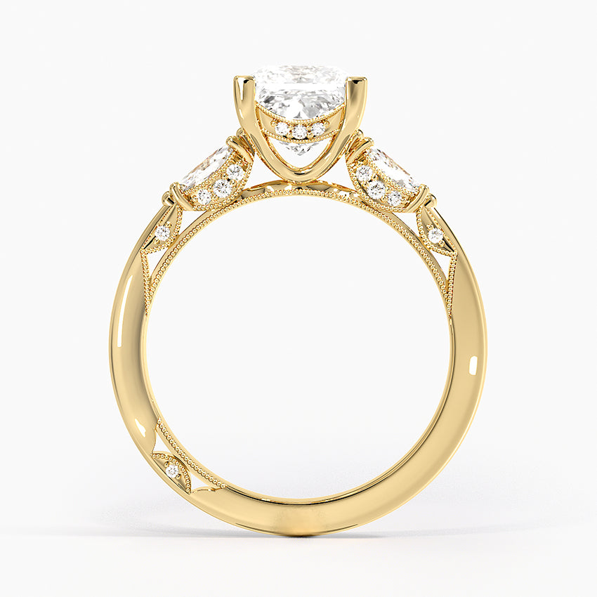 Simply Tacori Three Stone Marquise Diamond Ring Yellow Gold 18k Princess Engagement Ring