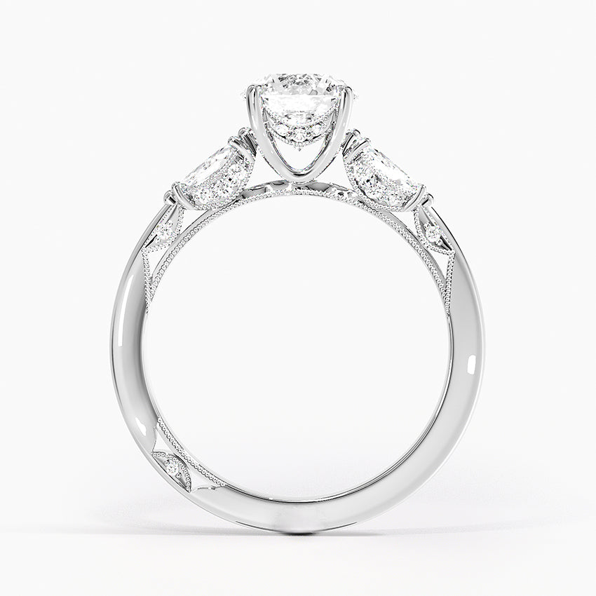 Simply Tacori Three Stone Marquise Diamond Ring Platinum Round Engagement Ring