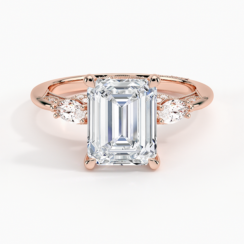 Simply Tacori Three Stone Marquise Diamond Ring Rose Gold 18k Emerald Engagement Ring