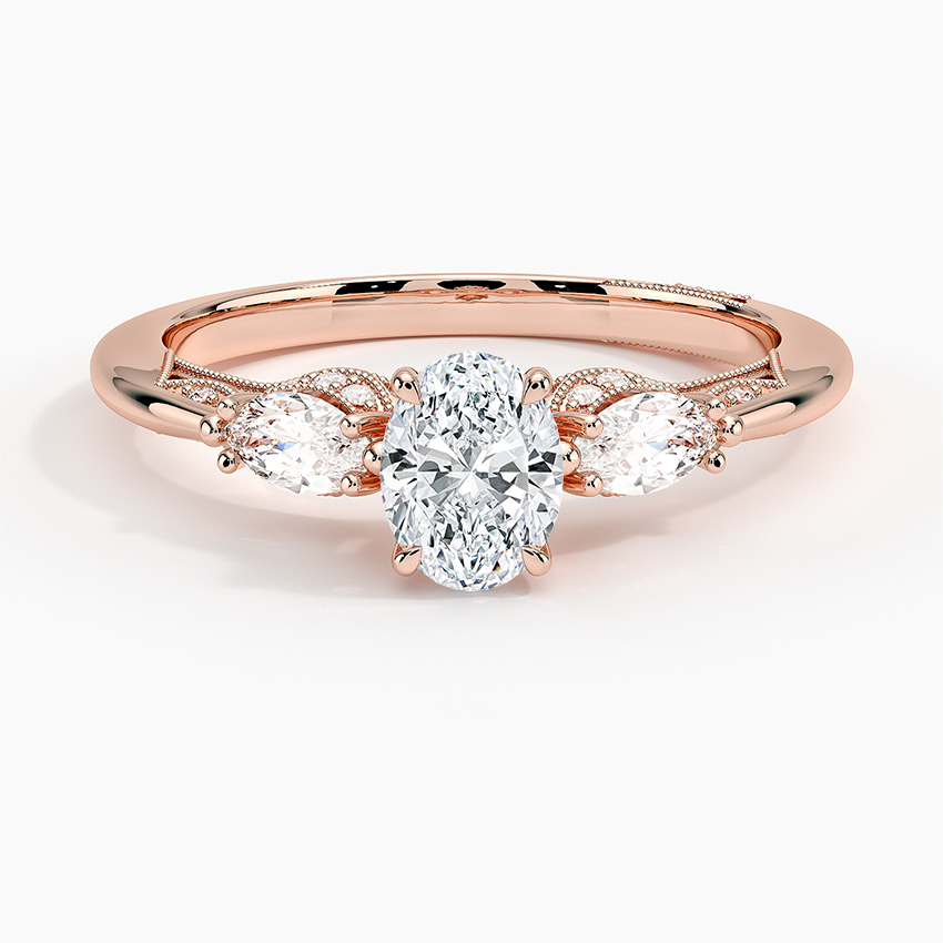 Simply Tacori Three Stone Marquise Diamond Ring Rose Gold 18k Oval Engagement Ring