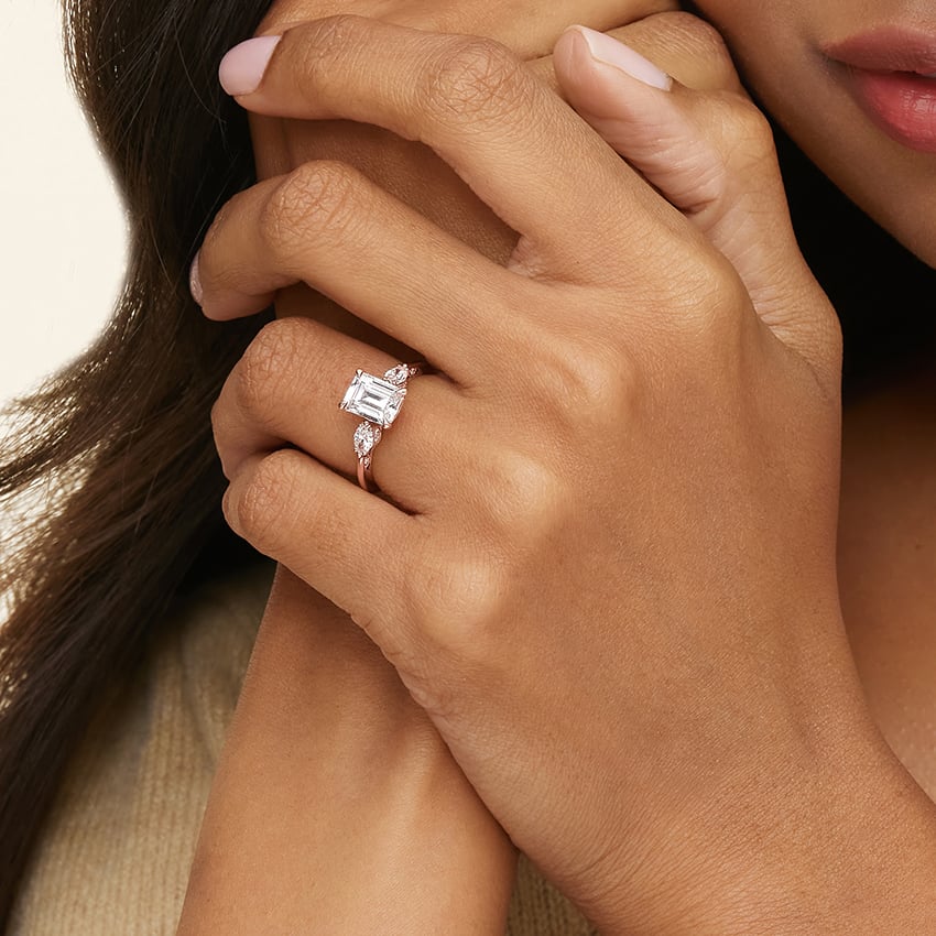 Simply Tacori Three Stone Marquise Diamond Ring Rose Gold 18k Engagement Ring