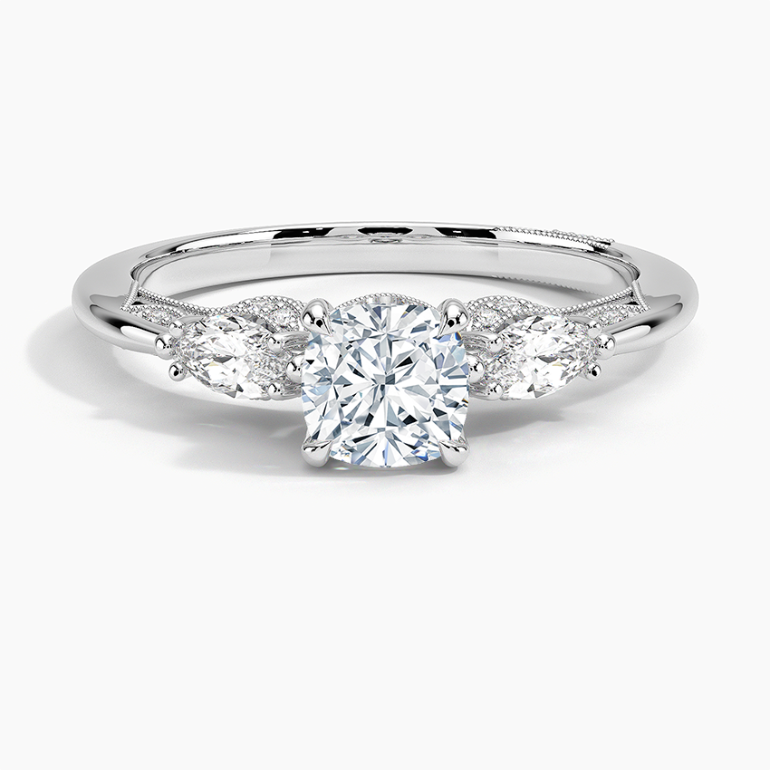Simply Tacori Three Stone Marquise Diamond Ring Platinum Cushion Engagement Ring