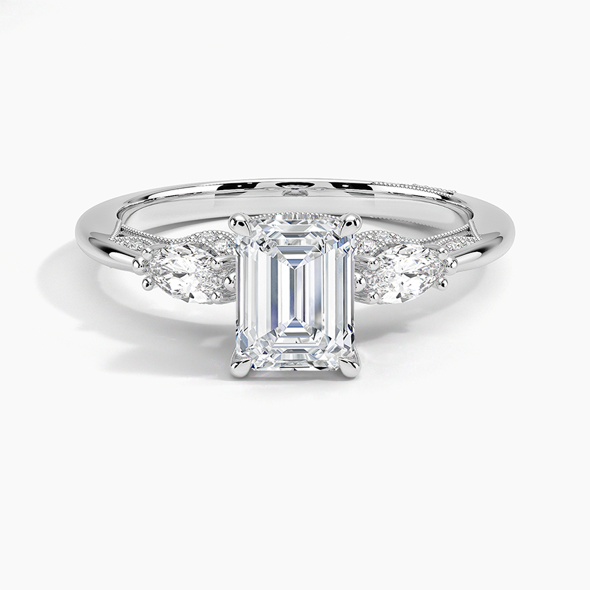 Simply Tacori Three Stone Marquise Diamond Ring Platinum Emerald Engagement Ring