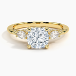 Simply Tacori Three Stone Marquise Diamond Ring Yellow Gold 18k Cushion Engagement Ring