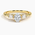 Simply Tacori Three Stone Marquise Diamond Ring Yellow Gold 18k Oval Engagement Ring