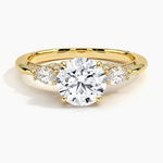 Simply Tacori Three Stone Marquise Diamond Ring Yellow Gold 18k Round Engagement Ring