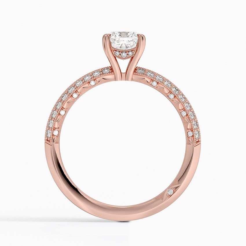 Tacori Sculpted Crescent Knife Edge Diamond Ring Rose Gold 18k Cushion Engagement Ring