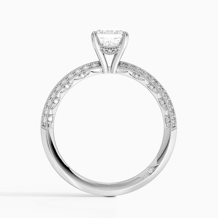 Tacori Sculpted Crescent Knife Edge Diamond Ring Platinum Emerald Engagement Ring