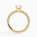 Tacori Sculpted Crescent Knife Edge Diamond Ring Yellow Gold 18k Emerald Engagement Ring