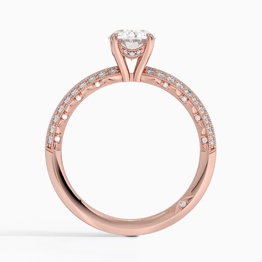 Tacori Sculpted Crescent Knife Edge Diamond Ring Rose Gold 18k Oval Engagement Ring