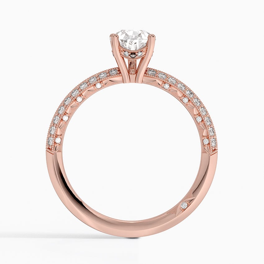 Tacori Sculpted Crescent Knife Edge Diamond Ring Rose Gold 18k Pear Engagement Ring