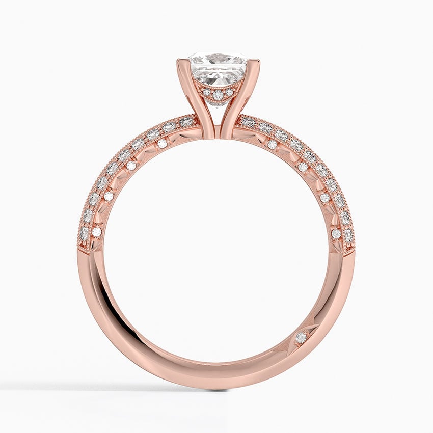 Tacori Sculpted Crescent Knife Edge Diamond Ring Rose Gold 18k Princess Engagement Ring