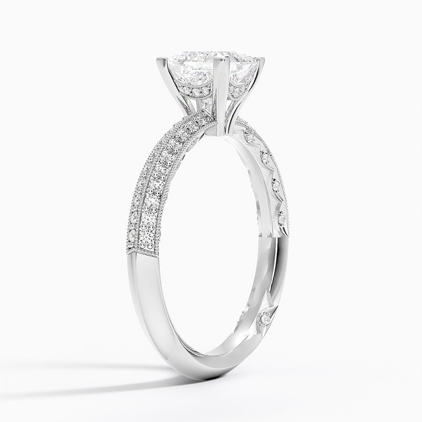 Tacori Sculpted Crescent Knife Edge Diamond Ring Platinum Princess Engagement Ring