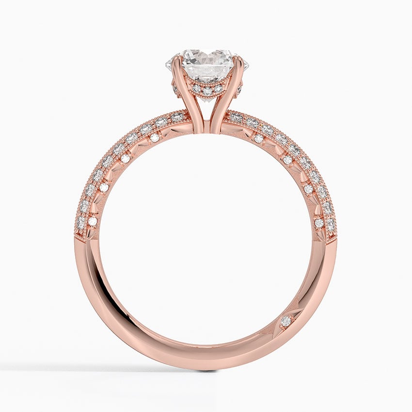 Tacori Sculpted Crescent Knife Edge Diamond Ring Rose Gold 18k Round Engagement Ring