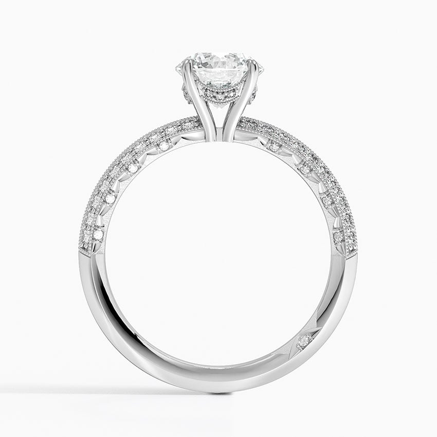 Tacori Sculpted Crescent Knife Edge Diamond Ring Platinum Round Engagement Ring