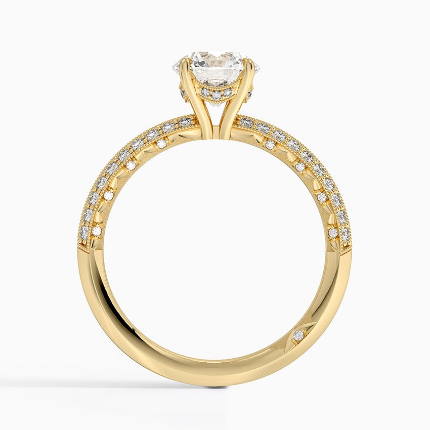 Tacori Sculpted Crescent Knife Edge Diamond Ring Yellow Gold 18k Round Engagement Ring