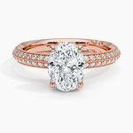 Tacori Sculpted Crescent Knife Edge Diamond Ring Rose Gold 18k Oval Engagement Ring