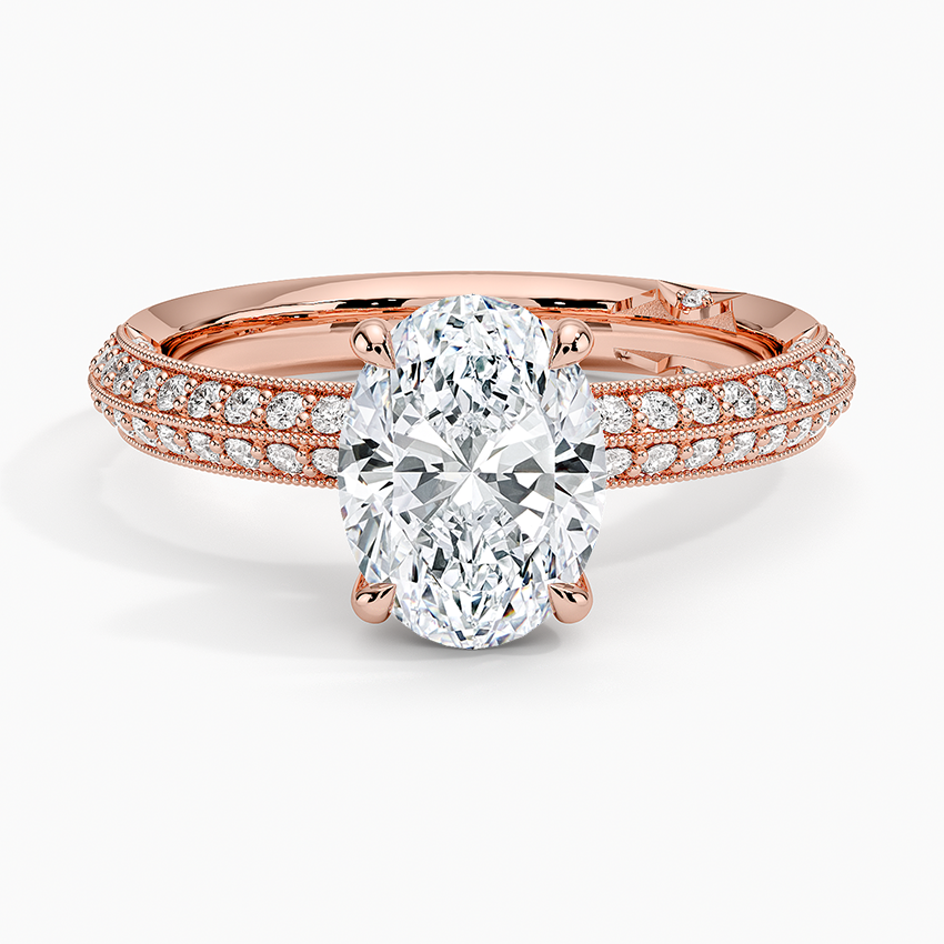 Tacori Sculpted Crescent Knife Edge Diamond Ring Rose Gold 18k Oval Engagement Ring
