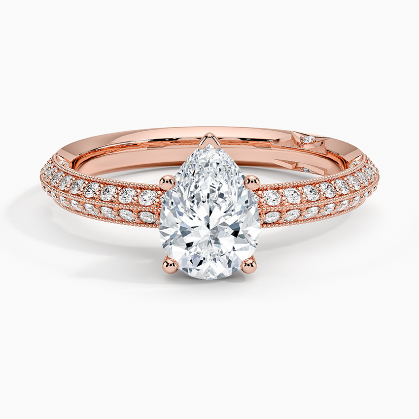 Tacori Sculpted Crescent Knife Edge Diamond Ring Rose Gold 18k Pear Engagement Ring