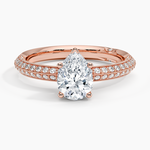 Tacori Sculpted Crescent Knife Edge Diamond Ring Rose Gold 18k Pear Engagement Ring